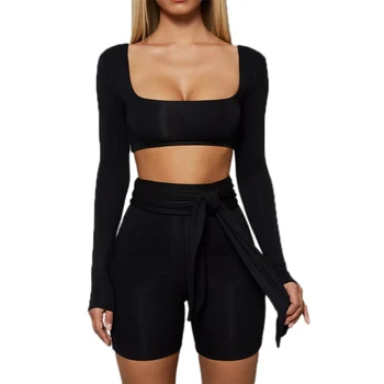 

VICABO two piece set tracksuit women crop top Shorts Casual Sports Suit 2020 Women clothes set