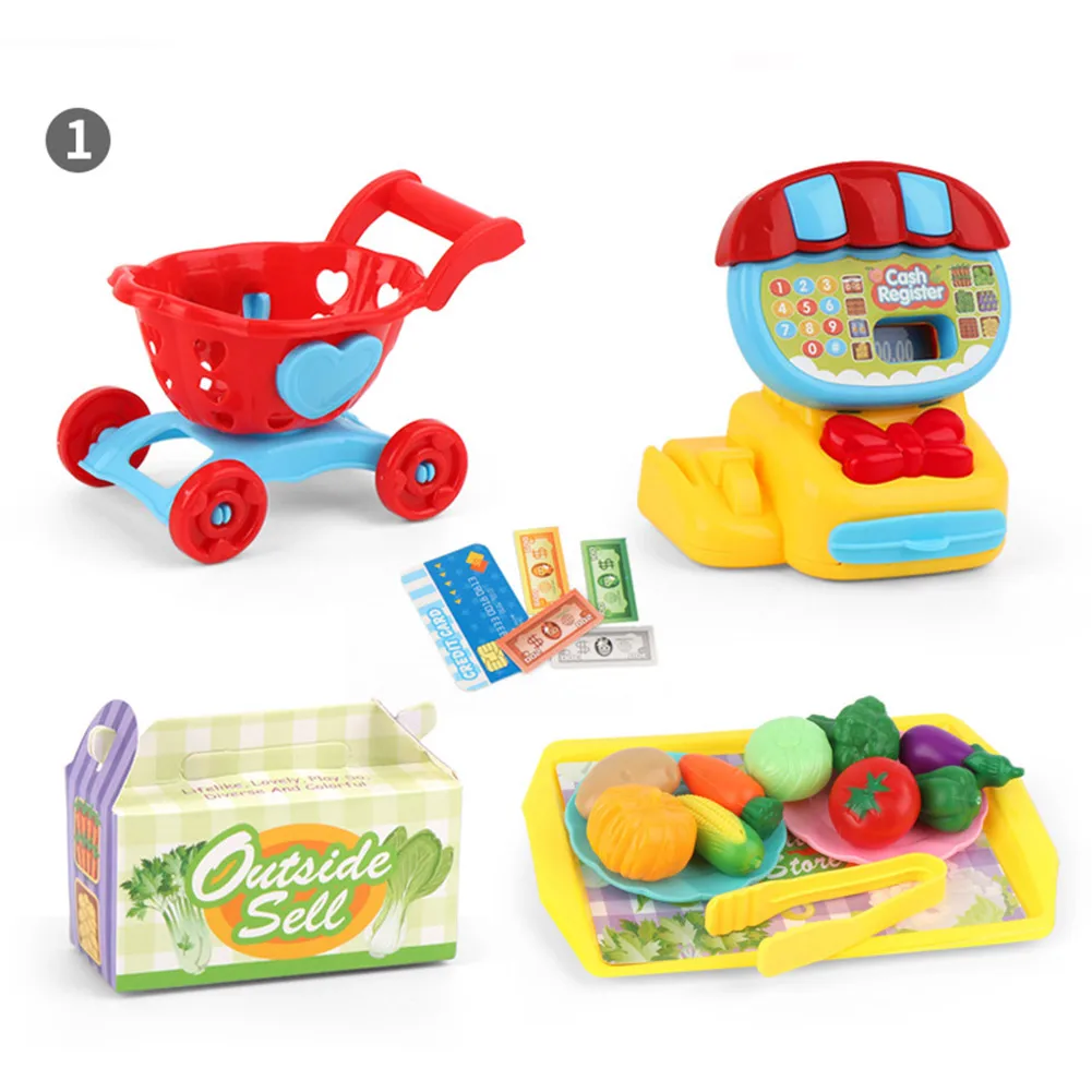  2020 New 22Pcs/Set Mini Supermarket ABS House Toys Educational Teaching Cash Kids Toys Gift - 4000379475006