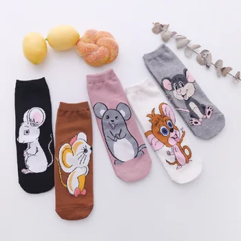 

Korean Style Women Cute Cartoon Mouse Socks Fashion Funny Happy Novelty Women Socks Mickey Clothing Accessories