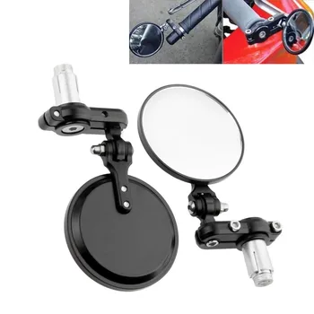 

7/8" 22mm Motor Handle Bar End Mirrors Rearview Retrovisor For Cafe Racer Motorcycle Accessories Black OD3inch Round Side Mirror