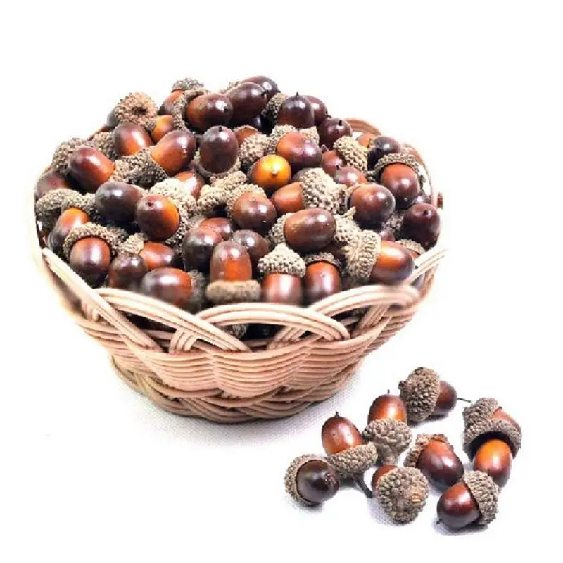 

20pcs Artificial Acorns for Autumn Display Wedding Party Holiday Miniature Garden Candy Boxes Bag Venue Decoration Craft DIY