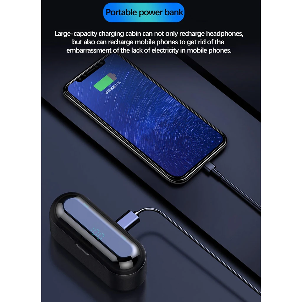 Bluetooth V5.0 Earphones Wireless Headphones With Microphone Sport Waterproof Headsets Earbuds 2200mAh Charging Box For Android