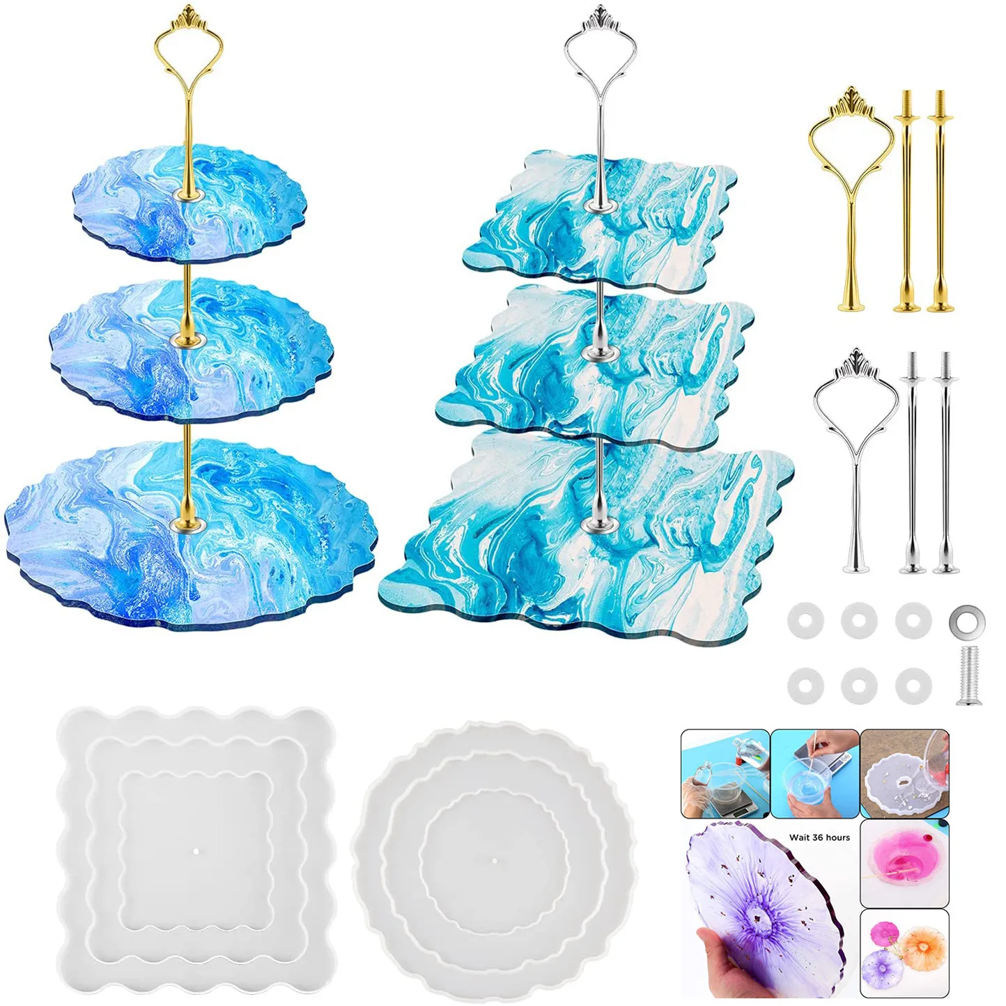 DIY Layers Fruits Trays Resin Dishes Cupcake Stand Molds
