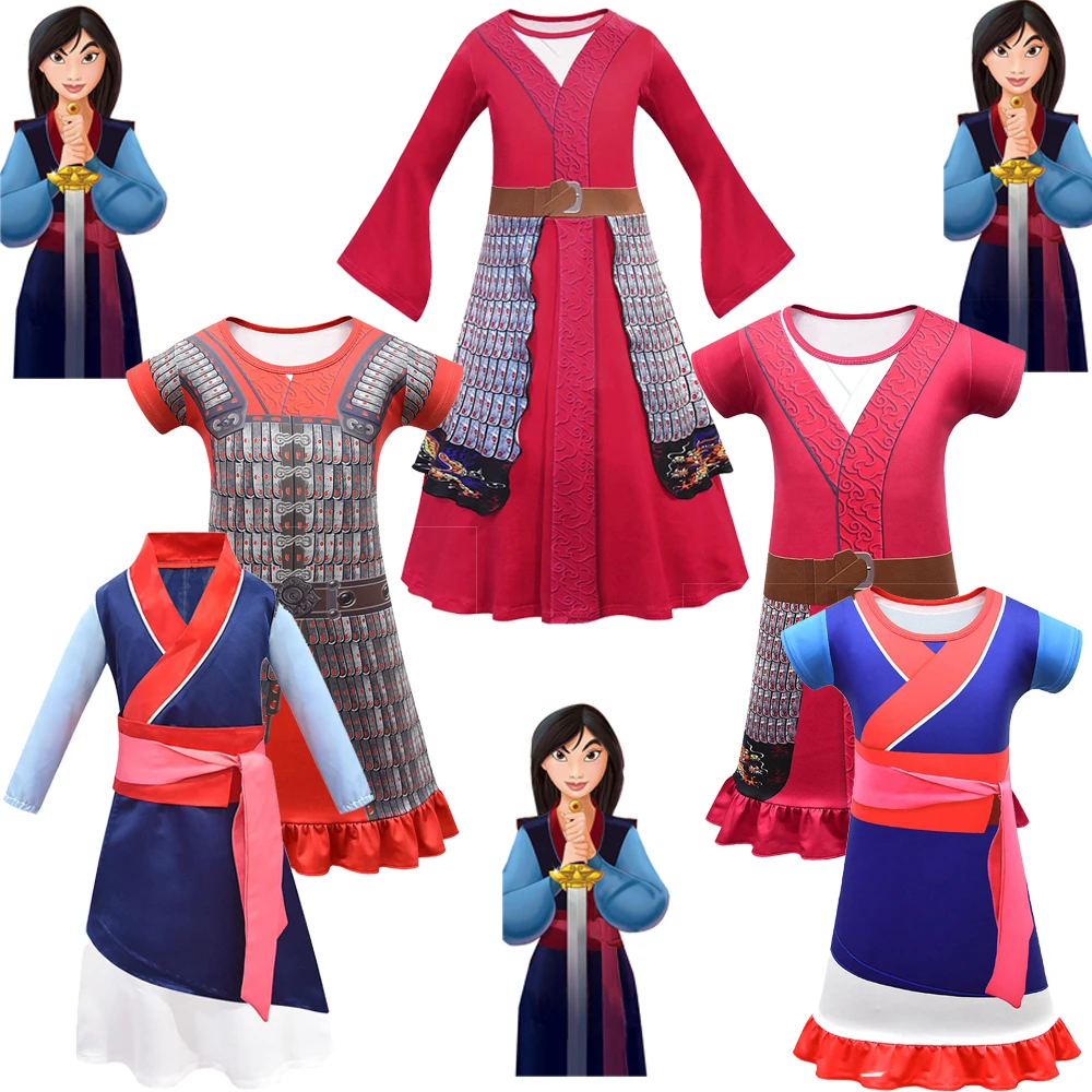 New Movies Halloween Child Hua Mulan Costume Christmas Girls Mulan Dress Children Traditional Chinese Clothes