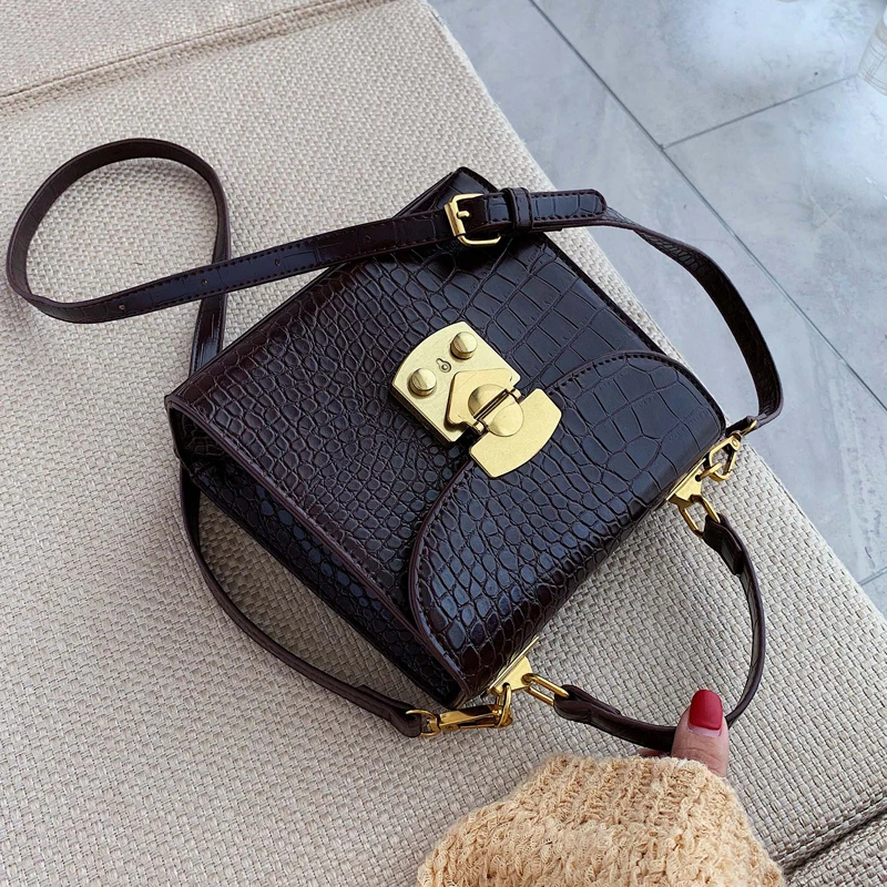  Mini Stone Pattern PU Leather Crossbody Bags For Women 2019 Lock Designer Shoulder Messenger Bag Fe - 4000201976302