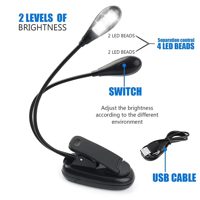LED Book Light Music Stand Light Clip On USB Or AAA Battery Operated Reading Lamp In Bed For Bookworms Piano Player Kids Travel led light,book light