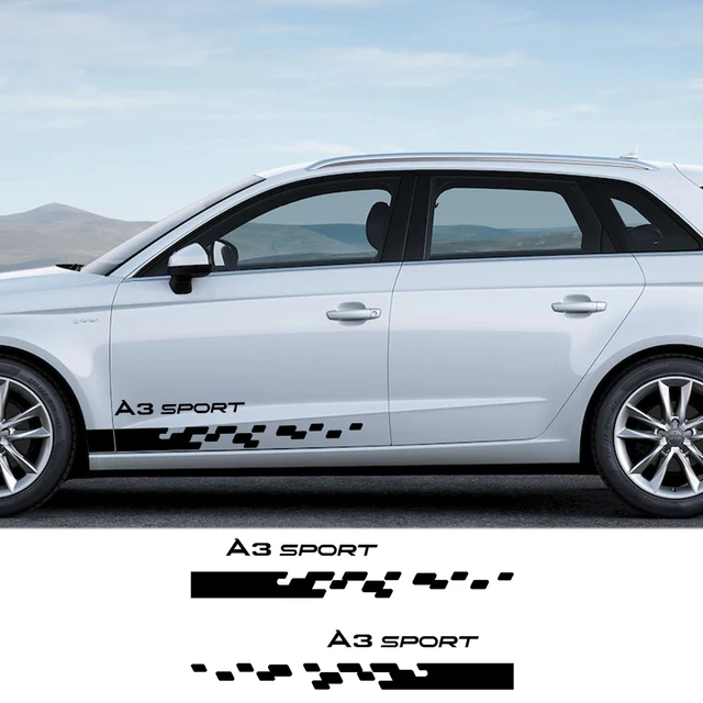 Audi As4audi A1-a8 Door & Waistline Stripe Decals - Pvc Car Body Stickers  2pcs
