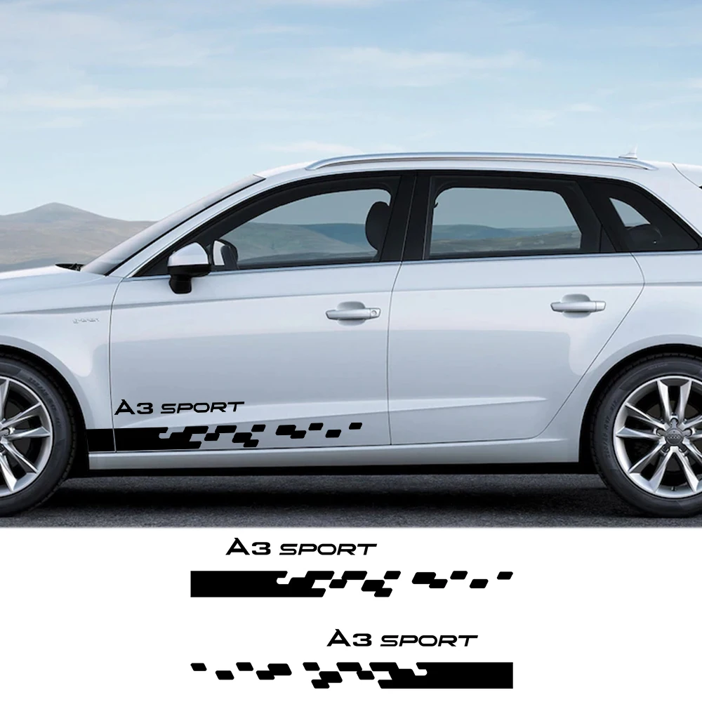 2 шт. автомобильные наклейки боковая полоса для Audi A1 A2 A3 8p 8v 8l A4 b5 b6 b7 b8 b9 A5 A6 c5 c6 c7 A7 A8