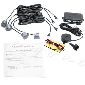

4 Sensors Car Reverse Backup Rear Buzzer Radar System Kit Sound Alarm New White Dropship