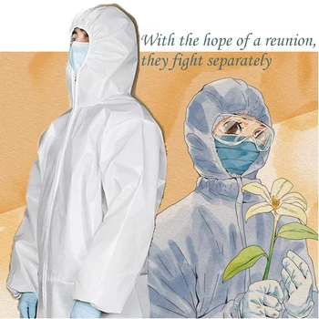 

180cm Protective Clothes Disposable Clothing Suit Siamese Anti-epidemic Non-Woven Anti-static Protection Suit Coverall Security