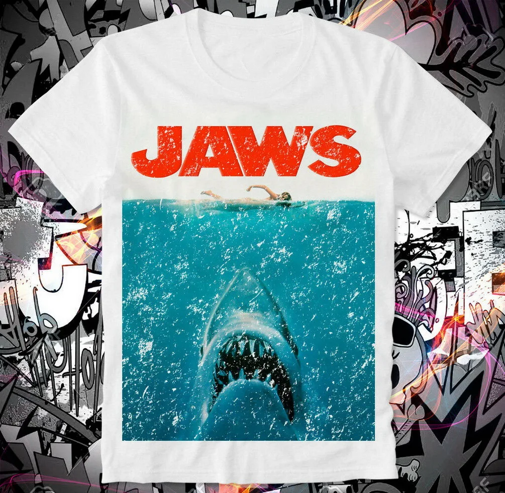 Футболка Hotbox Jaws The White Shark Ретро стиль винтажный Amity Island серфер для серфинга Летний