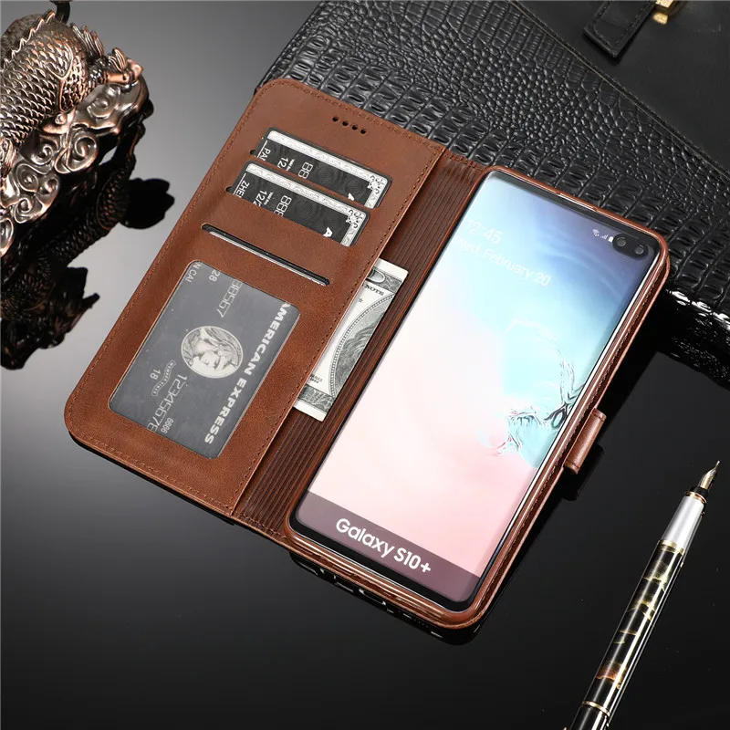 

For Samsung Galaxy S10 Plus Wallet Holster S10 Lite Magnetic Multi-function Case For Samsung S10 5G Business Retro Flip Case S10