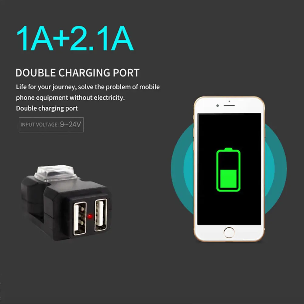 12 V-24 V USB мотоцикл на руль Dual USB разветвитель на Зарядное устройство Мощность адаптер для мобильного телефона Водонепроницаемый Универсальный