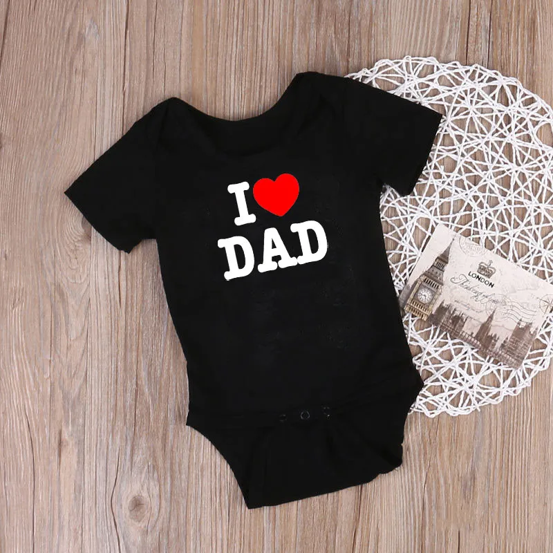 Хлопковое боди с надписью I Love Dad для младенцев комбинезон коротким рукавом
