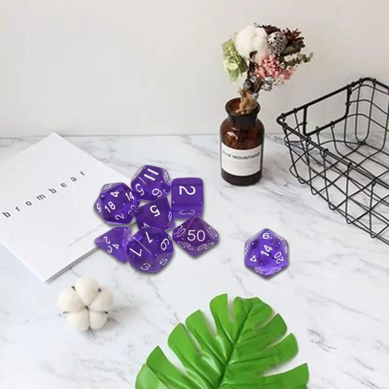 7-кости Двусторонняя D4 D6 D8 D10 D12 D20 MTG магия сбор D прозрачная фиолетовая ночная рубашка