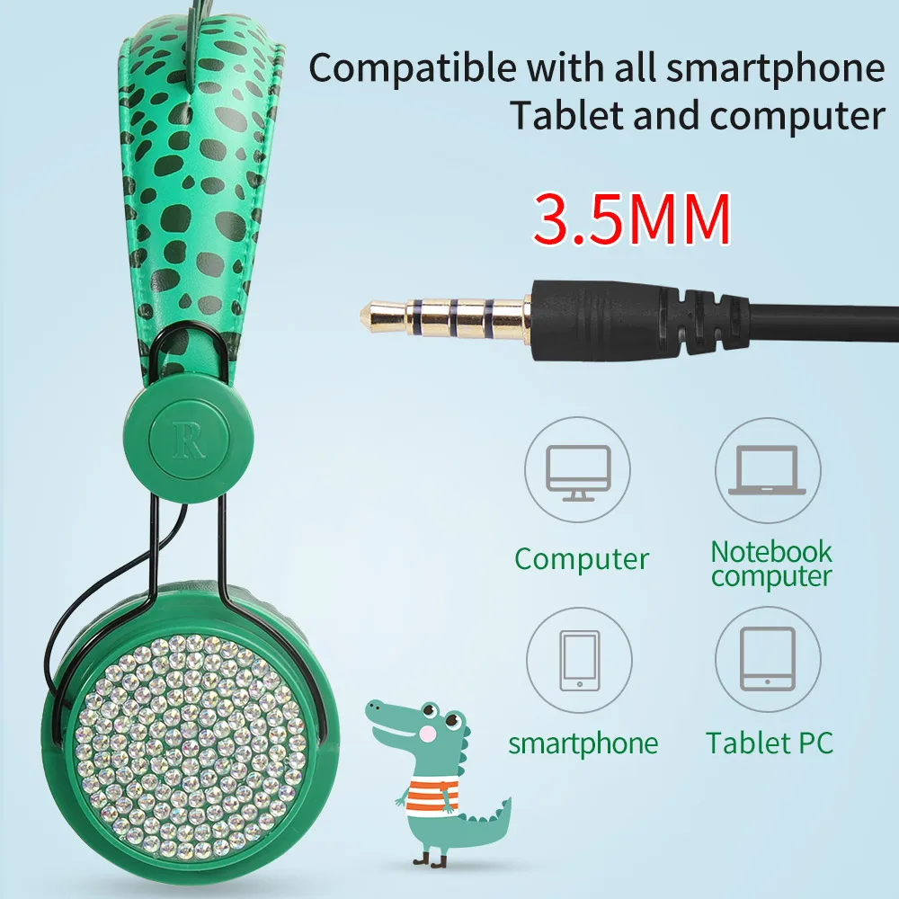 Kids Wired Headphone Adjustable Music Headset With Mic for Handsfree 3 5mm Audio Jack Earphone for Boys Girls