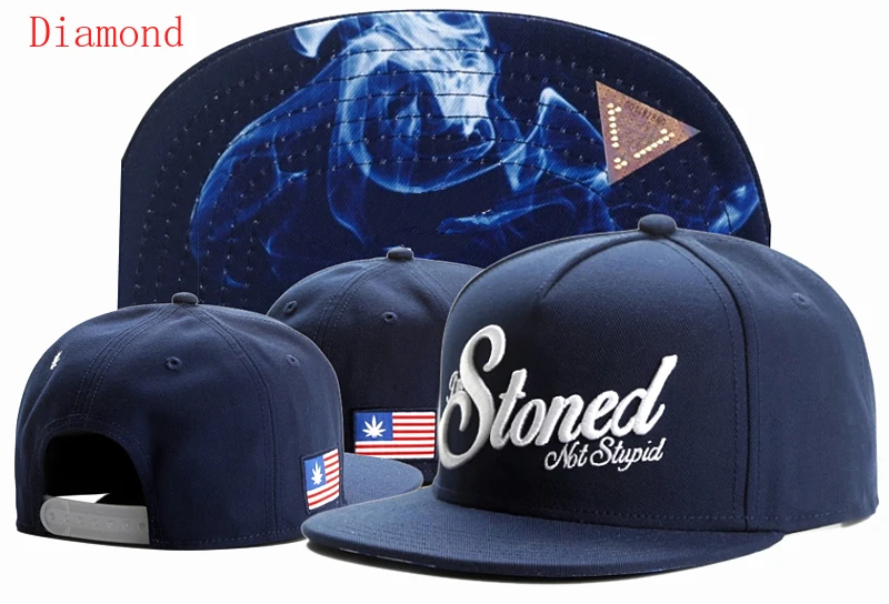 

Diamond BLUE STONED NOT STUPID hip hop punk cap hats for Women Baseball Cap Hip-Hop Hat Snapback Sport bones