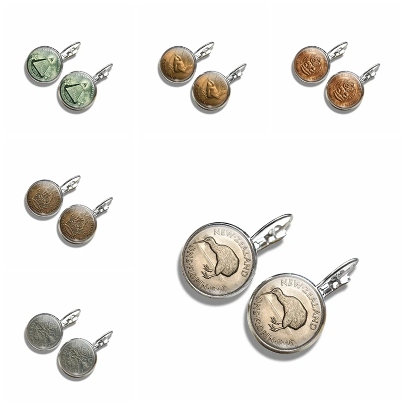Retro Eye Of Providence Hook Earrings One Dollar Coin Keyring All Seeing Glass Jewelry | Украшения и аксессуары