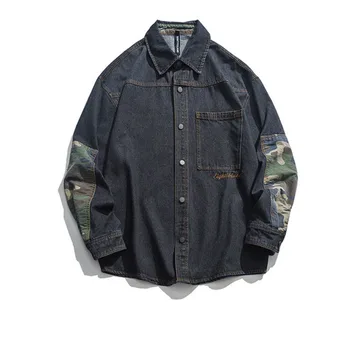 

EWQ / men's Clothes autumn Behind Letter Embroidery Camouflage patchwork Jackets for male 2020 fashion new Loose Coat 19H-a285