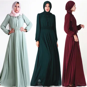 

Muslim Maxi Dress Elastic Waist Outwear Plus Size Abaya Long Robes Tunic Middle East Ramadan Arab Winter Islamic Clothing Burka