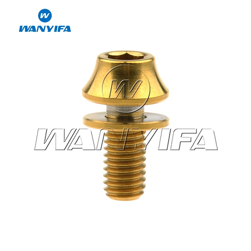 Gold Титановый "Wanyifa" Ti Болт M5x12mm с шайбами, велосипедные бутылки для воды клетка болты с шестигранной головкой, соответствующие стандартам Американского общества по - Цвет: Gold