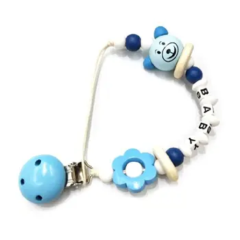 

1 Box Simple Fashion Baby Pacifier Clip DIY Color Wooden Beads Jewelry Anti-fall Clips Chain Making Accessories QX2D