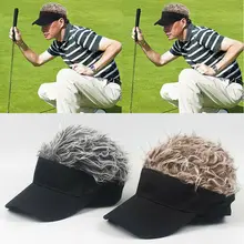 Włosy słońce daszki ochronne z sztuczne włosy peruka nowość baseballowy Unisex kapelusz czapka czapki sportowe tanie tanio Adult CN (pochodzenie) COTTON Na co dzień Dopasowana Stałe