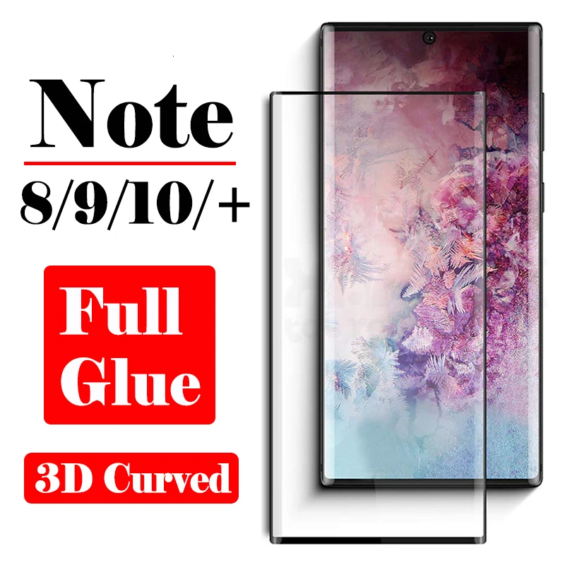 Полностью клейкий клей для Note 10 Pro Защитное стекло Samsung Note9 8 Защитная пленка
