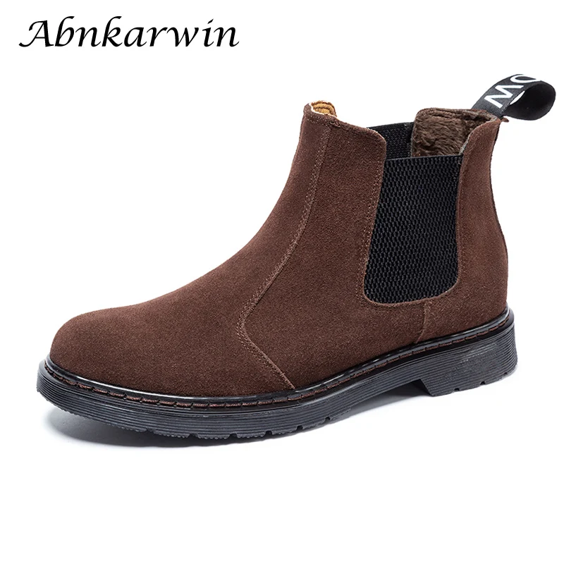 Winter Ankle Slip On Cow Suede Leather Chelsea Boots Men Chealsea Boot 2019 Botines Botas Hombre Cuero Buty Zimowe High Autumn | Обувь