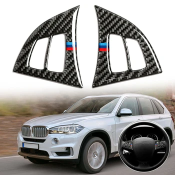 

Carbon Fiber Car Steering Wheel Button Panel Trim Sticker For BMW X5 E70 08-13