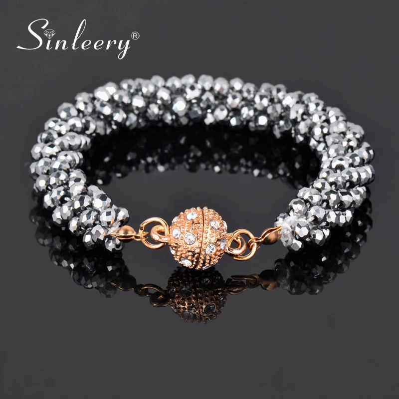 SINLEERY Fashion Crystal Beads Chunky Bracelet Bangle For Women Accessories Jewelry SL456 SSK - Image 3