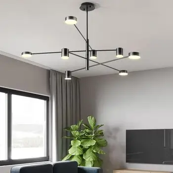 

Modern LED Chandelier Fixture For Hours Lighting Living Dining Room Suspension Light Black Golden Restaurant Hanging Lamp Lustre
