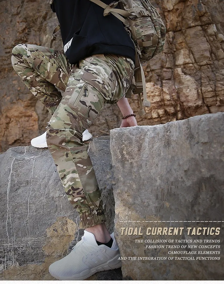 Multi Pocket Camouflage Tactical Army Fans Ankle Cargo Pants Waterproof Wearproof Mens Outdoor Military Sports Climbing Trousers