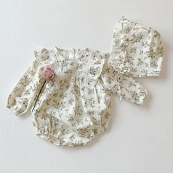 LZH – vêtements de printemps pour bébé fille, barboteuse à manches longues, motif Floral, vêtements de sortie Triangle, combinaison 0 3 ans, nouvelle collection 2022 