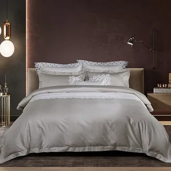 

Factory Direct 60 Xinjiang long-staple cotton 4-piece bedding set textile embroidered cotton satin bedsheet Villa Hotel Cotton