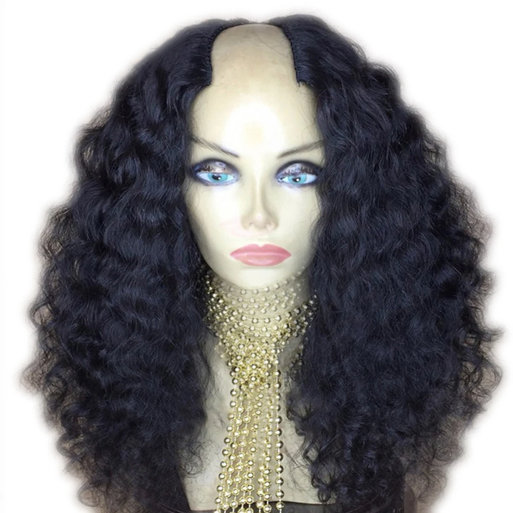 

Eversilky 2x4 Middle Open U Part Wig Afro Curly Human Hair Wigs For Women U Wigs 250% Density Peruvian Remy Hair Natural Color