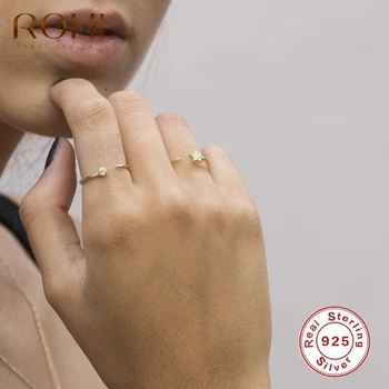 

ROXI Simple Adjustable Open Zircon Rings for Women Girls Classic Thin Anillos 925 Sterling Silver Bague Finger Ring Fine Jewelry
