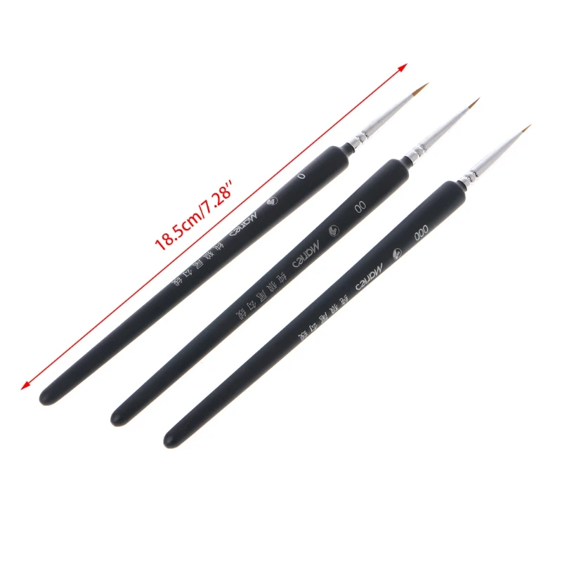 

Professional Wolf Hair Detail Paint Brush Set 3 Sizes Miniatures Fine Detailing 40JE