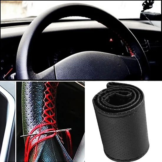 Braid On Steering Wheel Car Cover With Needles and Thread Artificial leather Diameter 38cm cover couvre | Автомобили и мотоциклы