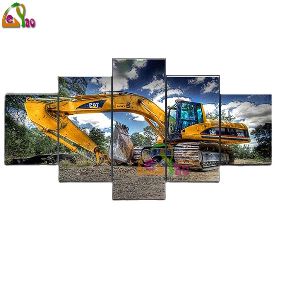 5pcs Excavator Diamond Painting Full Round Square Drills 3d Cross Stitch  Diamond Mosaic Set 5d Diy Puzzle Embroidery Car - AliExpress