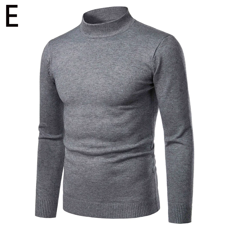Осень, теплый кашемировый мужской свитер с высоким воротником, мужские свитера, приталенный пуловер, мужской классический шерстяной вязаный свитер - Цвет: Темно-серый