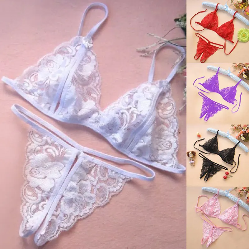 Lace Lingerie Sleepwear Bra+Underwear Babydoll Bikini