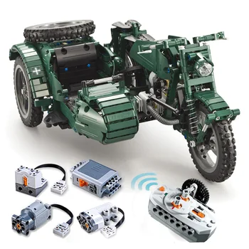 

629 Pcs Bricks Military Motorcycle Remote Control Car Technic Model Building Blocks Boy Birthday Gift Kids RC Toys For Children