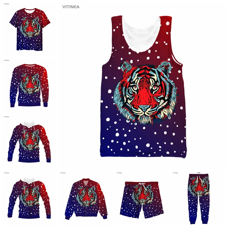 

vitinea New 3D Full Print tiger T-shirt/Sweatshirt/Zip Hoodies/Thin Jacket/Pants Four Seasons Casual W29