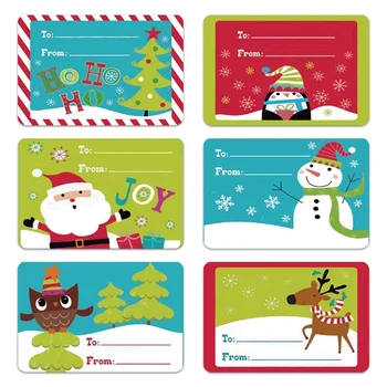 

250PCS Christmas Self Adhesive Gift Tag Stickers Santa Snowmen Xmas Tree Deer New Year Decorative Presents Labels