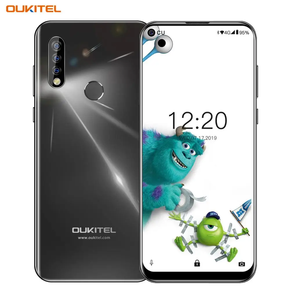Black OUKITEL C17 Pro 6,3" 19,5: 9 Android 9,0 4G ram 64G rom MTK6763 Восьмиядерный мобильный телефон задняя Тройная Камера Двойная 4G LTE смартфон - Цвет: Black