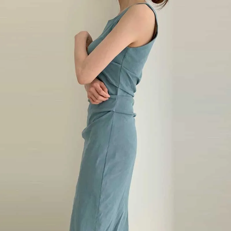 2020 French For Ladies Dress One-Piece Summer Elegant Office Pleated Slim Dress Women New Korean Party Holiday Dress Vestidos