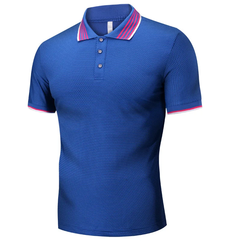 MEN'S Short Sleeve Polo Shirts 19 Summer Wear Viscose Quick-Dry Shirt Collar Tops Youth Casual Solid Color Men's T-shirt
