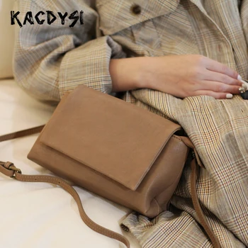 

Real Sheepskin Leather Soft Retro Lady Shoulder Bag Literary Sweet Girls Small Square Bag Modern Stylish Crossbody Messenger Bag