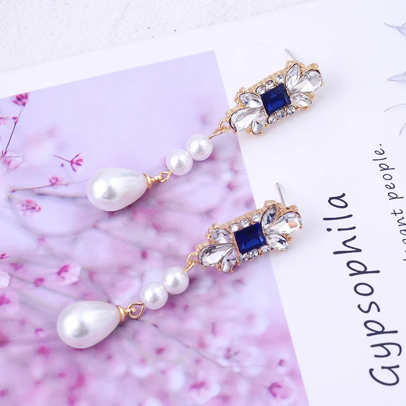 Элегантные Висячие серьги для женщин OL модные ювелирные изделия Bijoux горячие новые Кристальные лепестки акриловая Жемчужина Капли Висячие Серьги